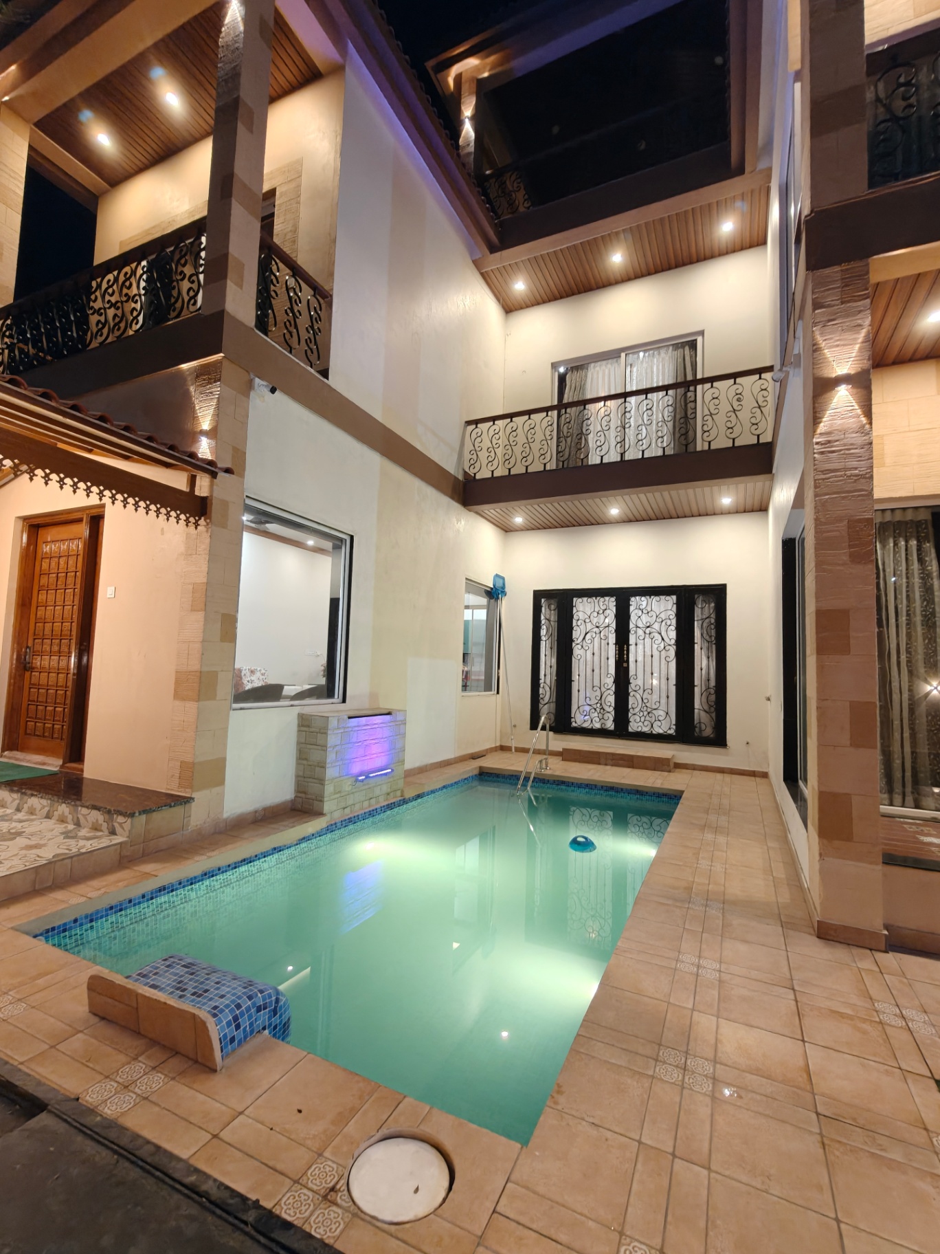 Inside Pearl Villa — pool courtyard
